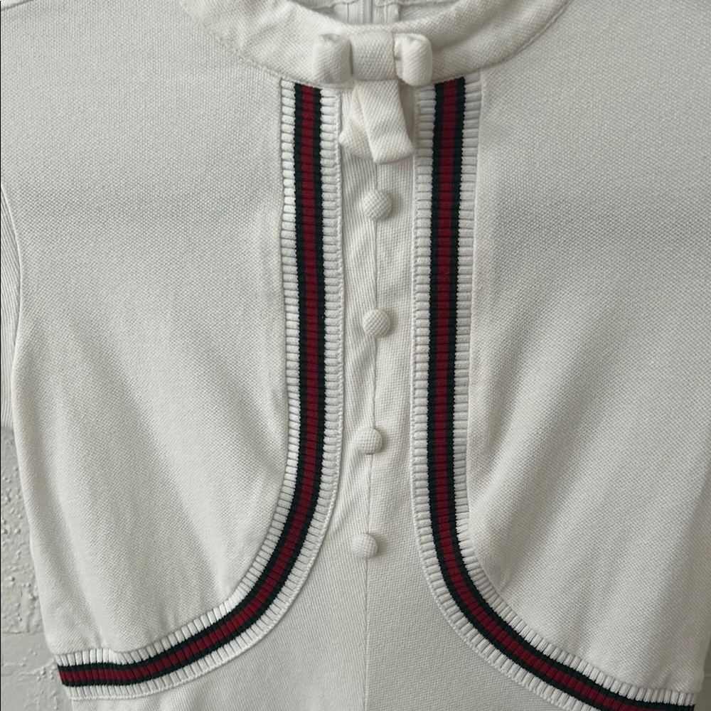 Gucci Kids White Dress with Red Accents